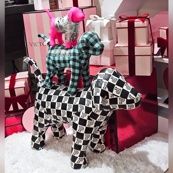 3pc Victorias Secret VS PINK Dog Bundle Giant Checkered Fashion Show Large Mini - Picture 4 of 6